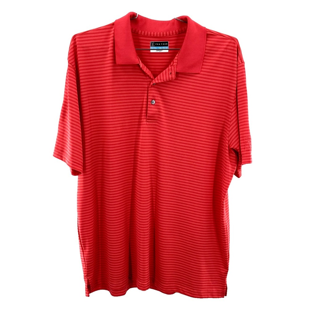 PGA TOUR Polo Shirt Mens XXL Red Regular Fit Solid Short Sleeves Activewear Golf